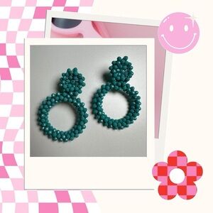Y2K Turquoise Beaded Hoop Earrings
